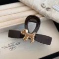 Charming brown puppy hair claw clip, elegant resin hair accessory for women and girls daily wear. - Brown Dog Claw