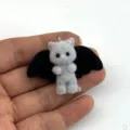 Flocked resin cute gray cat bat wings keychain bag charm cartoon pendant DIY accessory - Gray Cat (HJ26-621-2)