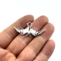 Vintage silver bat pendant charm for DIY jewelry making, necklace bracelet earrings keychain decor - Antique Silver