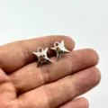 Ciondoli a sfera con punta 3D color argento metallo martello meteora per creazione gioielli - Sfera con Borchie 3D Argento
