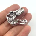 Handmade silver-plated T-Rex dinosaur skull pendant detail, gothic fossil jewelry necklace. - T-Rex Dinosaur Skull (1)