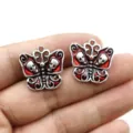 Vintage DIY Legierung Totenkopf Schmetterling Anhänger Schmuck Zubehör für Halloween Basteln. - Roter Emaille-Stil (3)