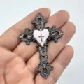 Vintage gotisch Punk Kreuz Herz Anhänger Halskette Zubehör Damen Mode Schmuck DIY Charm - Rosa