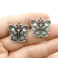 Retro Silber Totenkopf Schmetterling Metall Anhänger DIY Schmuck Zubehör 2 Stk - Antik-Silber-Stil (1)