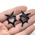 Gothic black devil bat wing heart charm pendant for DIY jewelry making and Halloween accessories. - Matte Black (2)