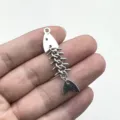 Silberner Fischgräten Metall Anhänger Detail, Vintage Legierung Charm für DIY Armband Schmuck. - Fischgräten-Stil (1) / Antiksilber