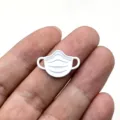 Alloy white mask pendant DIY charm fashion jewelry accessory for necklace keychain earrings. - White