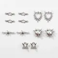 Punk Y2K Stil Metall DIY Schmuck Anhänger Set, silbernes Dornenherz und Stacheldraht. - Punk Dunkel Y2K Silber Metall Zubehör Set