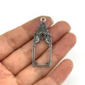 Ciondolo in metallo con finestra di chiesa gotica retrò per accessori di gioielli fai da te - Argento