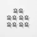 Silberne Stern Anhänger Detailansicht, Metall DIY Schmuck Accessoires für handgemachte Kette - Silberne Mehrzackige Stern-Charms / 10 Stück