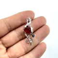Punk Gothique style sombre pierre précieuse rouge irrégulière pendentif épine argent - Style Coeur Épines Argent (1)