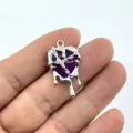 Punk Stil Legierung Kette flüssig Herz Form DIY Anhänger Schmuck Zubehör für Halskette - Lila
