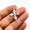 Koreanischer Legierungs Tropf Öl Strass Kreuz Herz Anhänger DIY Schmuck Halskette Zubehör Detail - Rosa