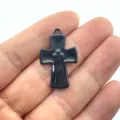 Schwarzes gotisches Kreuz Anhänger DIY Legierung Schmuck Zubehör dunkle Halskette - Ganz Schwarz Design (8)