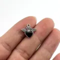 Alloy heart wings pendant detail shot, perfect for DIY handmade necklaces and earrings. - Heart Wings Pendant (2) / Black