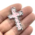 Zinklegierung rosa Öltropfen Kreuz Anhänger DIY Schmuck Herstellung Halskette Armband - Rosa Emaille Stil / Rosa