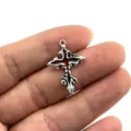 Gotischer Roter Kreuz Legierung Anhänger DIY Y2K Ästhetik Schmuckherstellung Zubehör - Rote Emaille Silbernes Kreuz