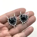 Gotischer Dornen Herz Strass Halskette Punk Dunkel Subkultur Anhänger für Damen und Herren - Silber Dornen Schwarzer Strass (2)