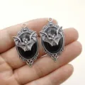 Gothic vampire bat silver plated pendant with black stone for DIY jewelry making accessories. - Gothic Bat Black Stone Style (HJ25-1113-4) / Black