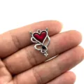 Ciondolo charm cuore diavolo stile gotico retro in lega di metallo per creazione gioielli. - Stile Diavolo Cuore Sfumato Rosso Nero