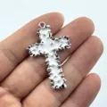 Weißer Öltropfen Kreuz Legierung Anhänger Detail für DIY Schmuckherstellung Armbänder - Weiß Emaille Stil / Weiß