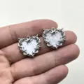 Pendentif cœur en métal fil barbelé accessoire bijoux DIY pour boucles d'oreilles - Cœur Épineux Blanc (2)