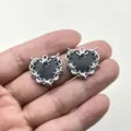 Pendentif cœur en alliage de fil barbelé pour boucles d'oreilles DIY fournitures de bijoux. - Cœur Épineux Noir (1)
