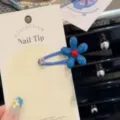 Korean style blue flower alloy hair clip rhinestone side bangs hairpin sweet cute headwear - Blue Rhinestone Flower Style (9)