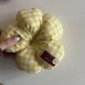 Yellow gingham floral hair scrunchie cute cloth hair band sweet style hair accessory. - Yellow and White Plaid
