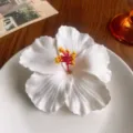 White hibiscus flower hair clip tropical hair accessory for women and summer fashion style. - White