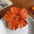 Artificial hibiscus flower hair clip orange Hawaiian floral hair accessory for women girls party - Orange