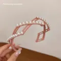 Cerchietto per capelli con perle pieghevole rosa, fascia pieghevole trucco accessorio - Stile Perla Rosa Loto