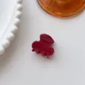 Wine red mini hair claw clip, glossy resin hair accessory, sweet retro cute bangs hair clip. - Small Hanger Hair Claw
