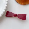 Wine red bow hair clip cute retro duckbill bangs clip sweet hair accessories for women - Symmetrical Bow Duckbill Clip