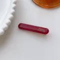 Wine red rectangular hair clip, elegant duckbill barrette with glossy finish for daily styling. - Linear