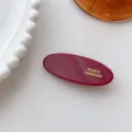 Wine red oval hair clip, elegant retro barrette variant, premium hair accessory style. - Flat Small Oval