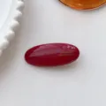 Wine red oval hair clip, elegant handmade resin hairpin for women, minimalist hair accessories. - Rounded Small Oval
