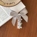 Elastico per capelli a molla con fiocco argento, stile coreano per coda di cavallo alta elegante. - Argento Grande
