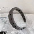Korean style wide grey headband with cute black heart print, soft fabric daily hair hoop for women. - Heart / 3cm / Gray