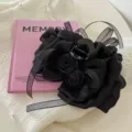 Large black fabric flower hair claw clip, elegant mesh hair accessory for women styling. - 3D Flower Ribbon Style (3) / Black