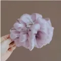 Large purple organza flower hair claw clip, fluffy bow hair accessory for women stylish. - Organza Flower Style (8) / Purple