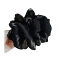 Large black fabric flower hair claw clip fluffy sheer hair accessory for women styling elegance - Organza Flower Style (10) / Black