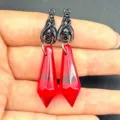 Gotische Fledermaus rote Kristall Anhänger Ohrringe DIY handgemachte Schmuck Zubehör Mode - Fledermaus Roter Strass Anhänger