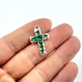 Retro Zinklegierung Kreuz Anhänger mit grünem Herzstein für DIY Schmuck Zubehör. - Stil 5 (Grüne Emaille Grünes Herz)