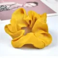 Yellow velvet hair scrunchie, soft high elasticity ponytail holder for women daily wear. - Yellow