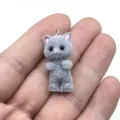 Beflockter Harz süßer Katzenanhänger flauschige Cartoon Puppe Schlüsselanhänger DIY - Grau (3)