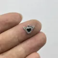Silver winged heart nail art charm vintage gothic style DIY manicure metal piece - Wings Heart