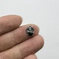 Retro black enamel heart nail art charm with silver cross crown design for DIY crafts. - Crown Cross Heart