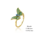 Bague papillon émaillée verte plaquée or avec strass bleus, bijoux de mode élégants pour femmes. - Style Papillon Vert / Vert