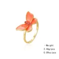 Bague papillon en émail orange plaquée or avec strass rouges, bijou tendance élégant. - Style Papillon Orange / Orange